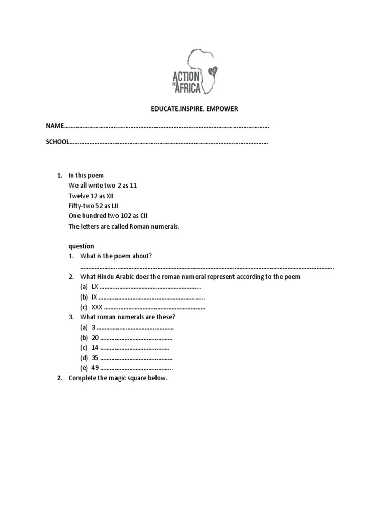 Distance Learning Maths Activity PDF