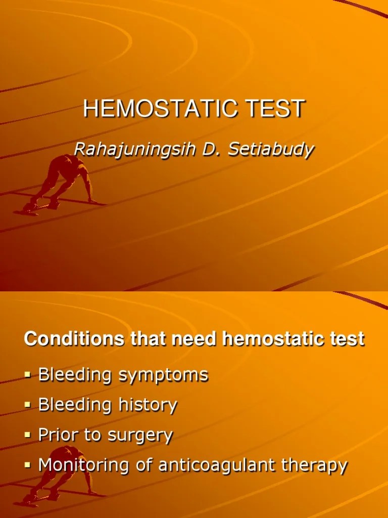Hemostatic Test Rahajuningsih D. Setiabudy PDF Coagulation