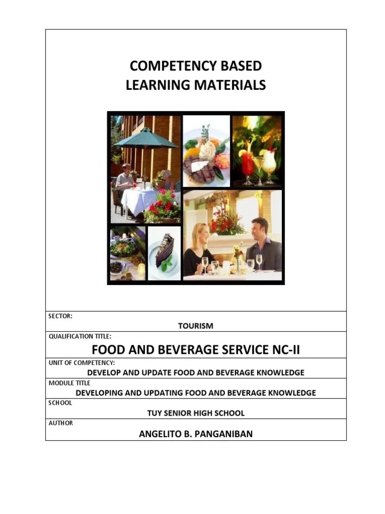 CBLM FBS NCII (Develop and Update Food and Beverage Service) PDF
