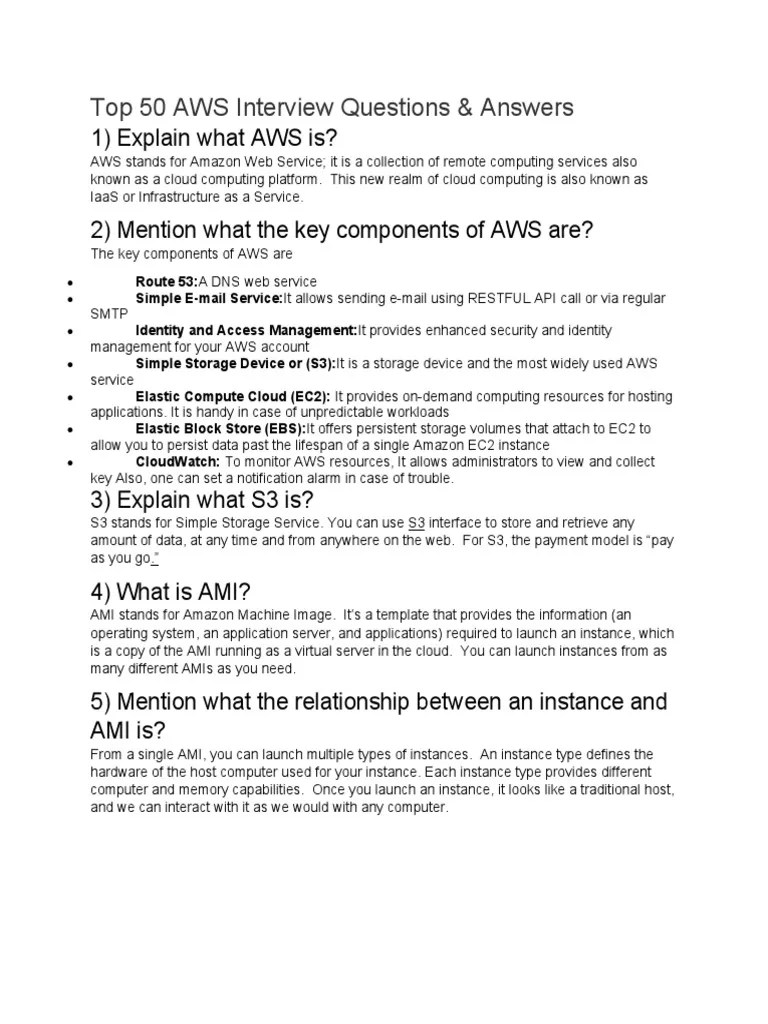 Top 50 AWS Interview Questions & Answers PDF Amazon  Services Cloud Computing