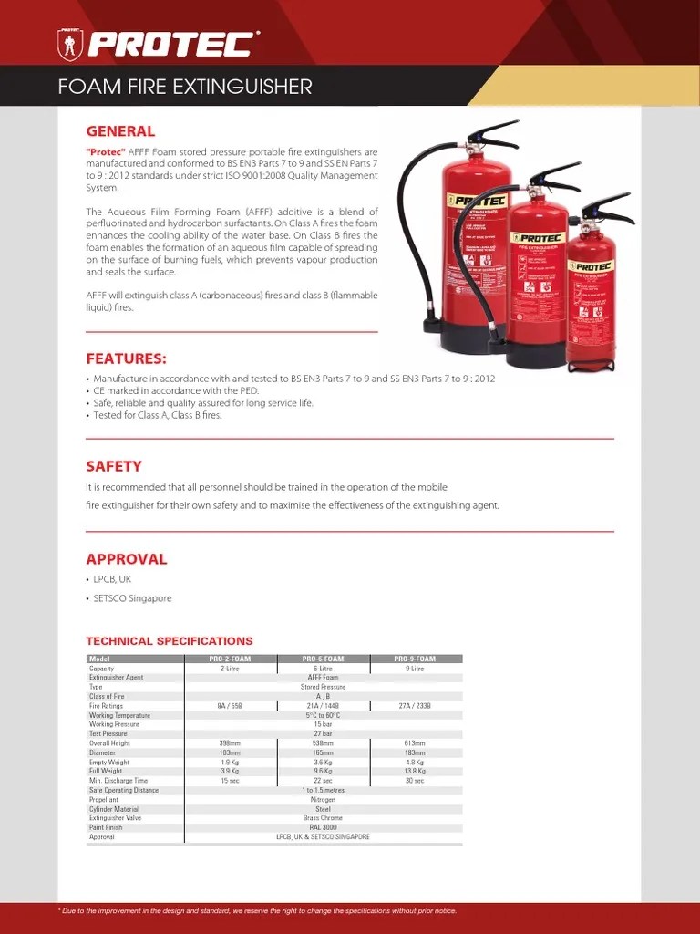 Ecat Fire Extinguisher AFFF Foam Data Sheet PDF Chemistry