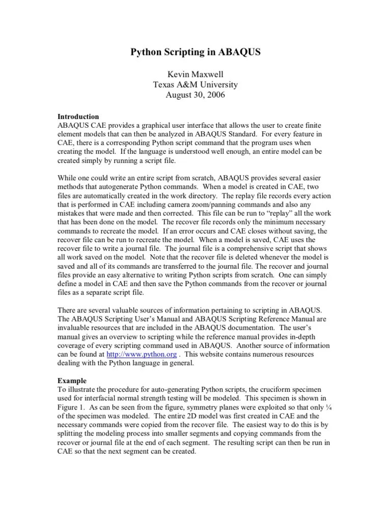 103106 Python Scripting in ABAQUS Python (Programming