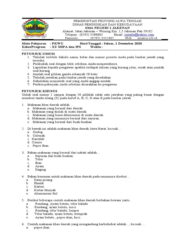 Soal Pkwu XI 2020 | PDF