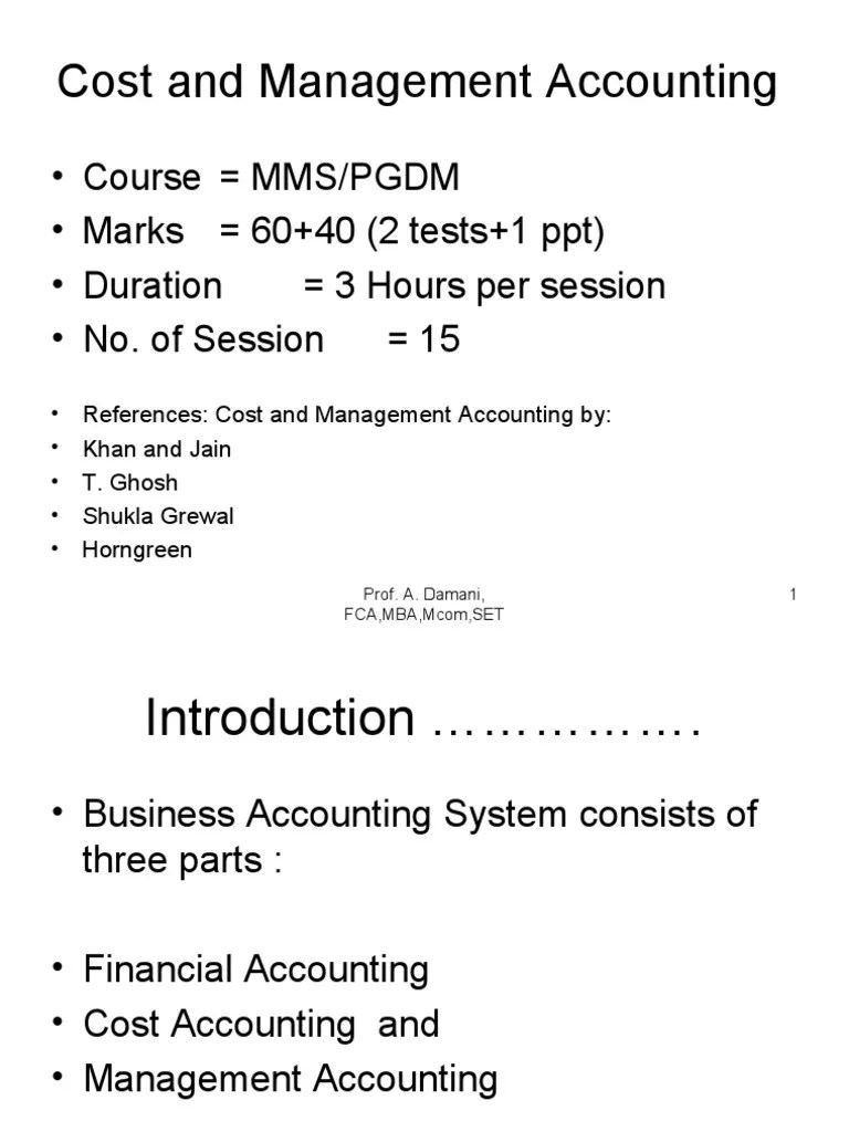Cost and Management Accounting PDF Cost Cost Accounting