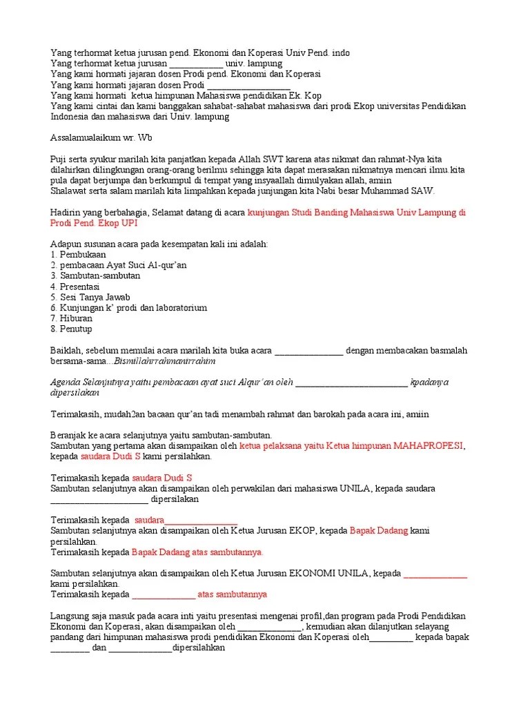 Contoh Kata Sambutan Studi Banding
