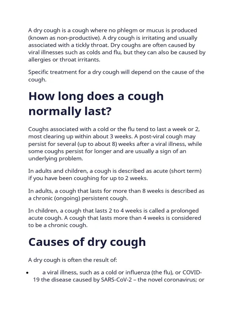 How Long Does A Cough Normally Last? PDF Cough Respiratory Diseases