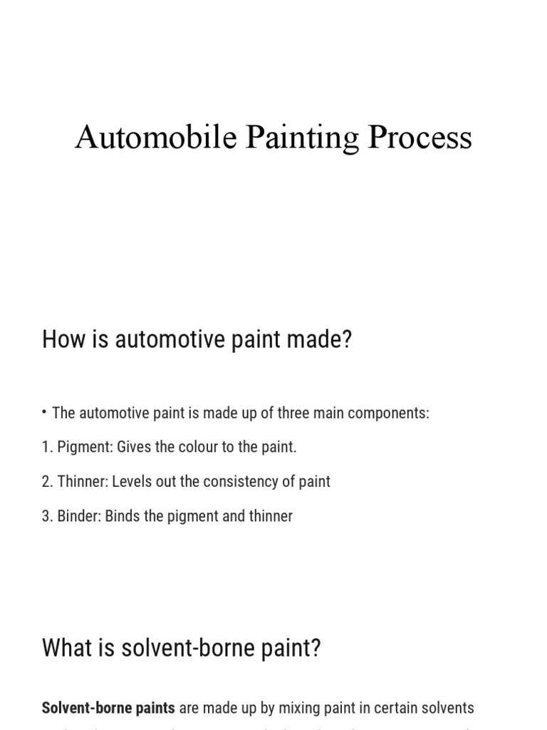 Automobile Painting Process PDF Paint Paintings