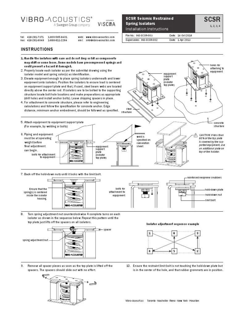 Chiller Unit Spring Isolator Installation PDF Mechanical