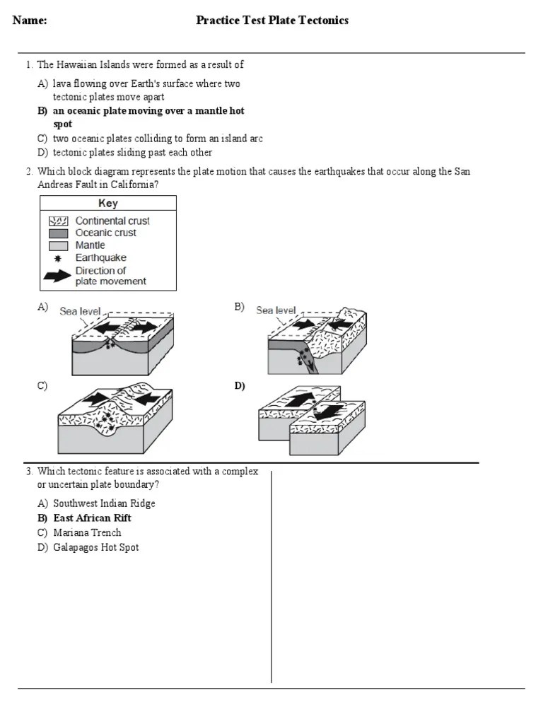 New Plate Tectonics Practice TC PDF PDF Plate Tectonics Earthquakes