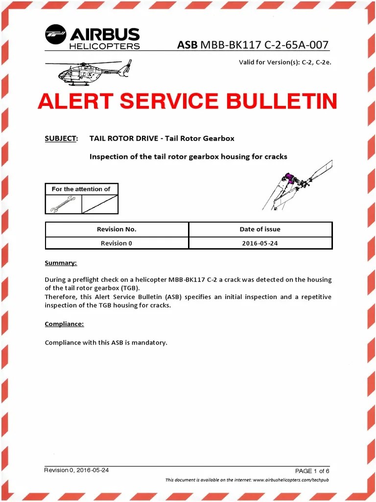 Alert Service Bulletin ASB MBBBK117 C265A007 PDF Helicopter