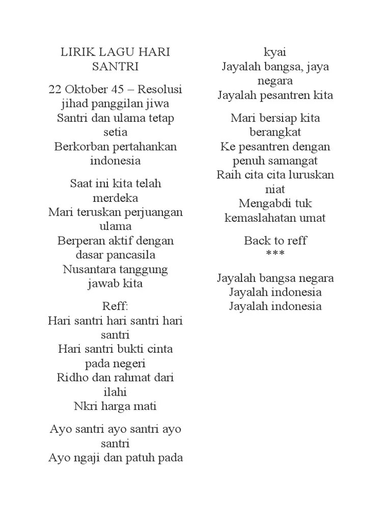 Lirik Lagu Hari Santri | PDF