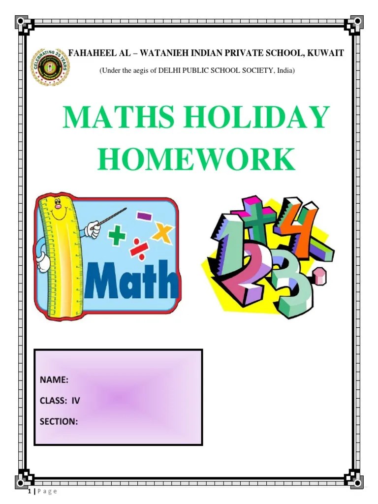 Class 4-MATHS Asssignment - Holiday HW-Answer Key | PDF | Teaching