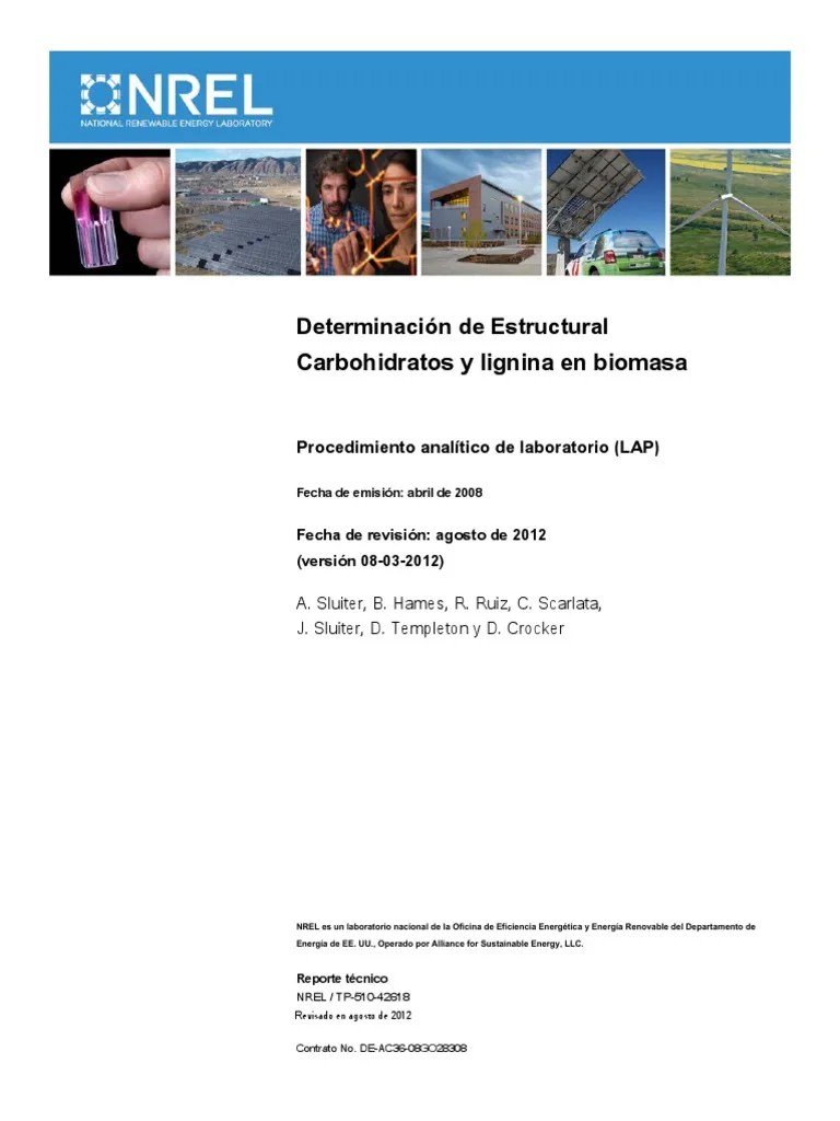 NREL TP51042618 Determination of Structural Carbohydrates and Lignin