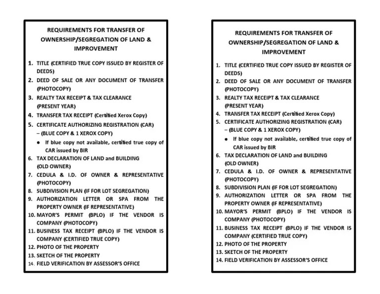 Transfer Requirements PDF Photocopier Deed