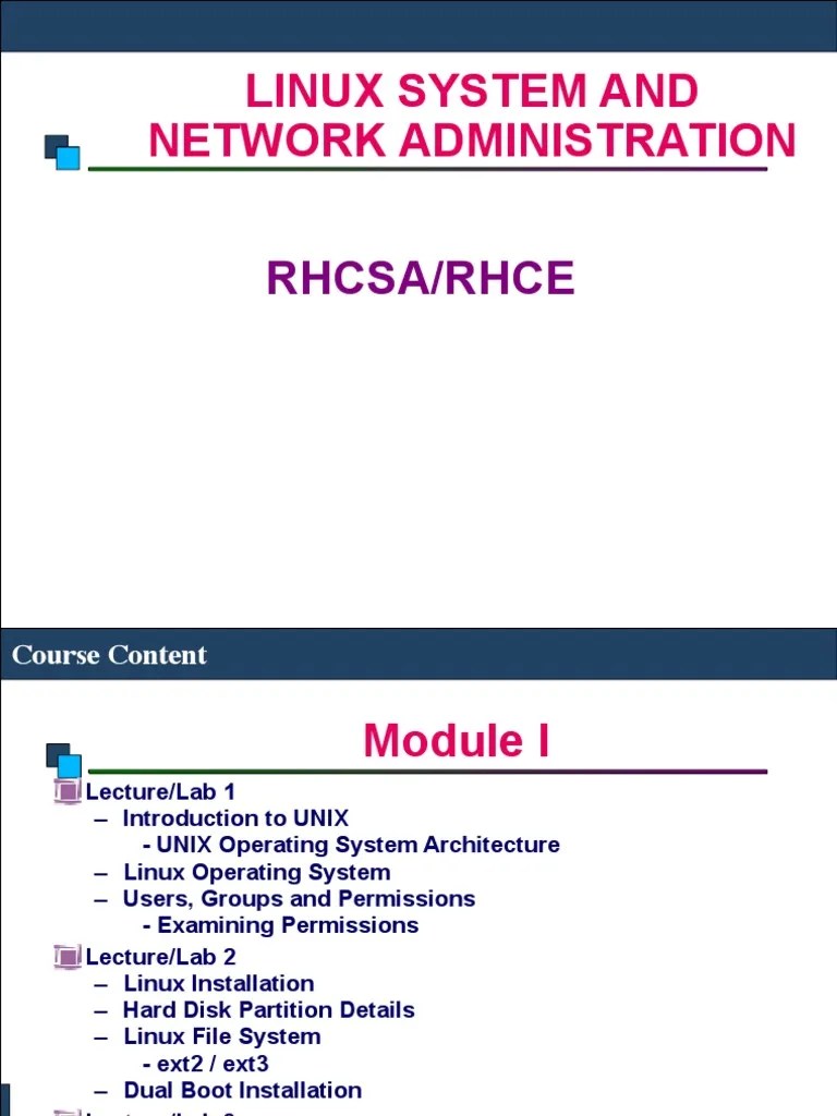 Linux System and Network Administration Rhcsa/Rhce PDF Unix