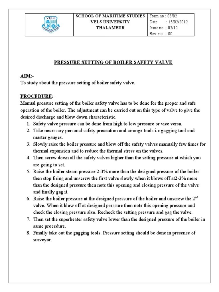 EX8 Pressure Setting of Boiler Safety Valve PDF