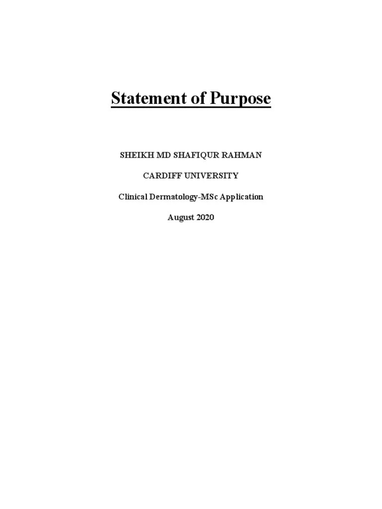 Statement of Purpose (Clinical DermatologyMSc) Cardiff University