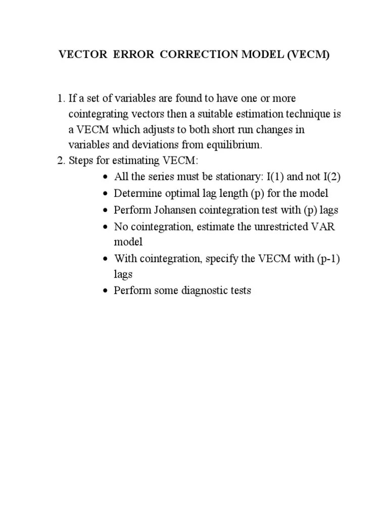 Vector Error Correction Model PDF Scientific Theories Time Series
