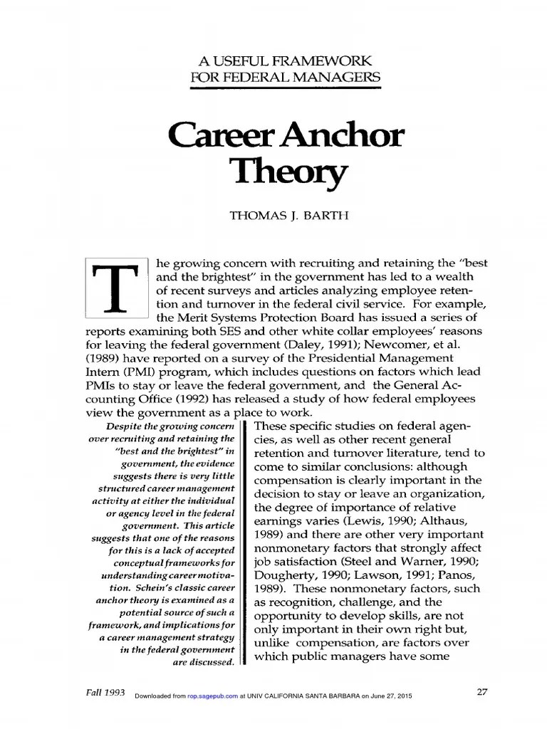 Career Anchors Schein PDF PDF Employee Retention Competence