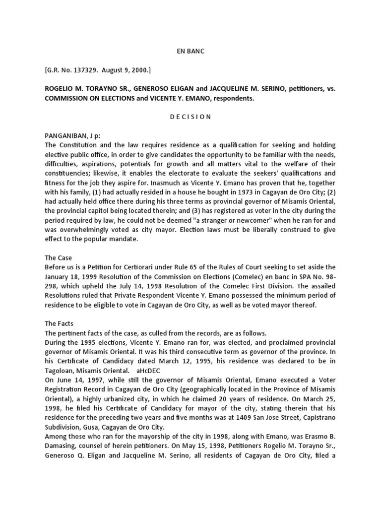 Residency Qualifications for Candidates The Supreme Court Upholds