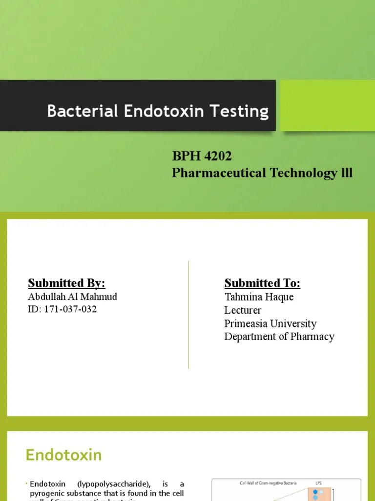 Bacterial Endotoxin Testing PDF Lipopolysaccharide Fever