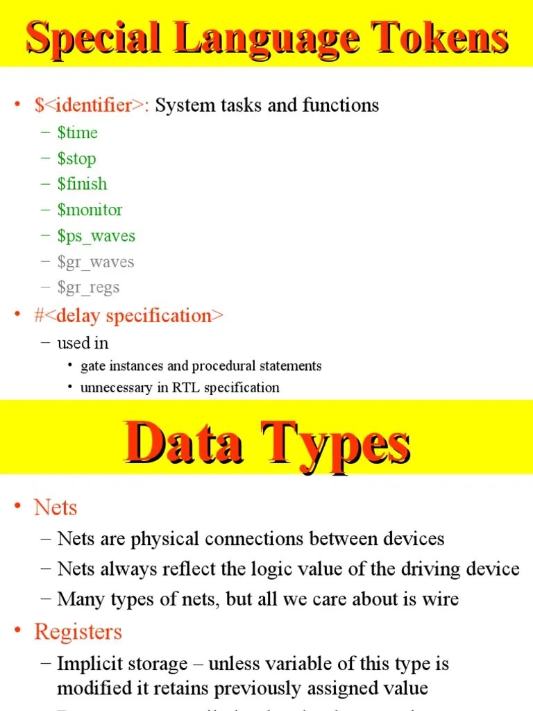 Data Types, Nets, Registers and System Tasks in Verilog A