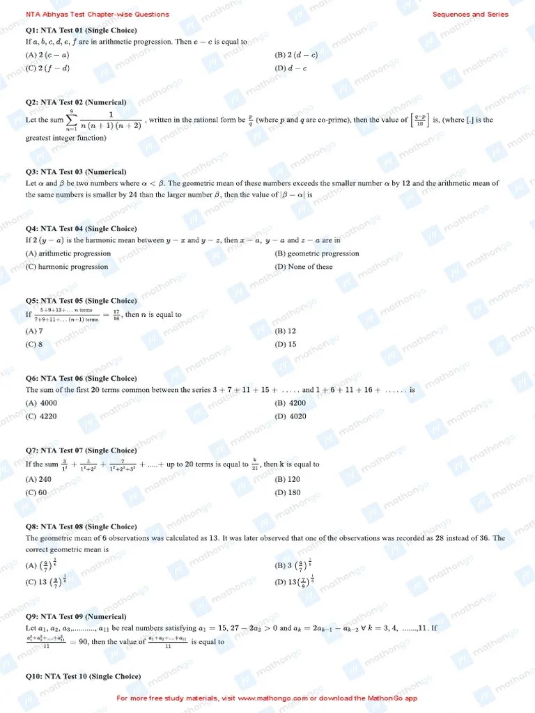 10 Sequences and Series PDF