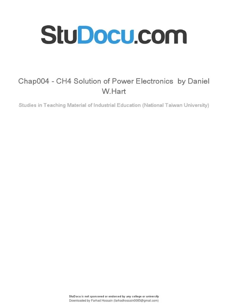 Power Electronics Solution Manual Chapter 4 Daniel Hart PDF PDF