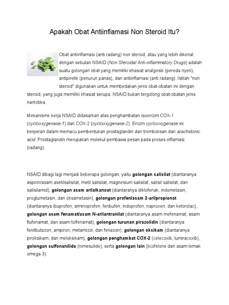Apakah Obat Antiinflamasi Non Steroid Itu
