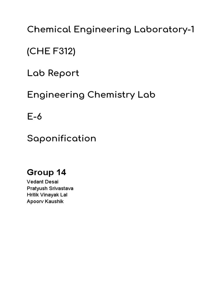 Chemical Engineering Laboratory1 (CHE F312) Lab Report Engineering