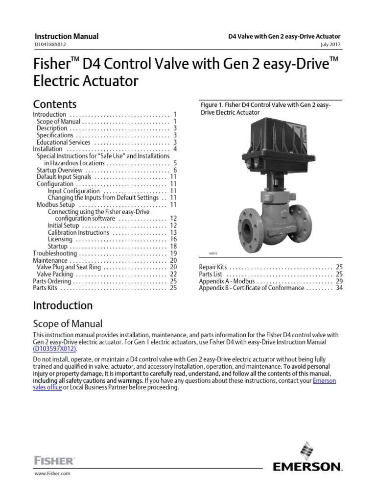 Fisher D4 Control Valve With Gen 2 Easy-Drive Electric Actuator | PDF