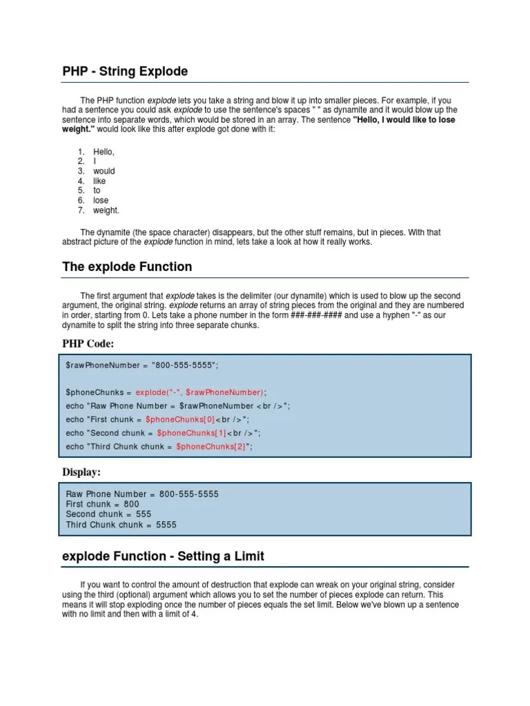Breaking Down Strings with the PHP explode() Function PDF