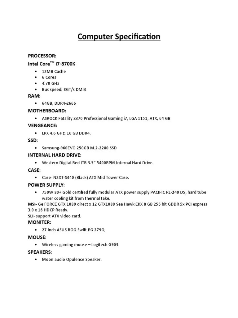 Computer Specifications PDF