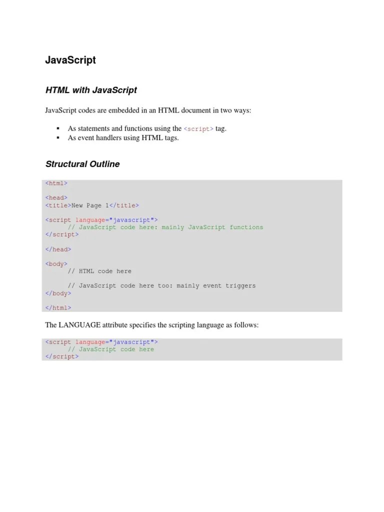 HTML With Javascript PDF Java Script Control Flow