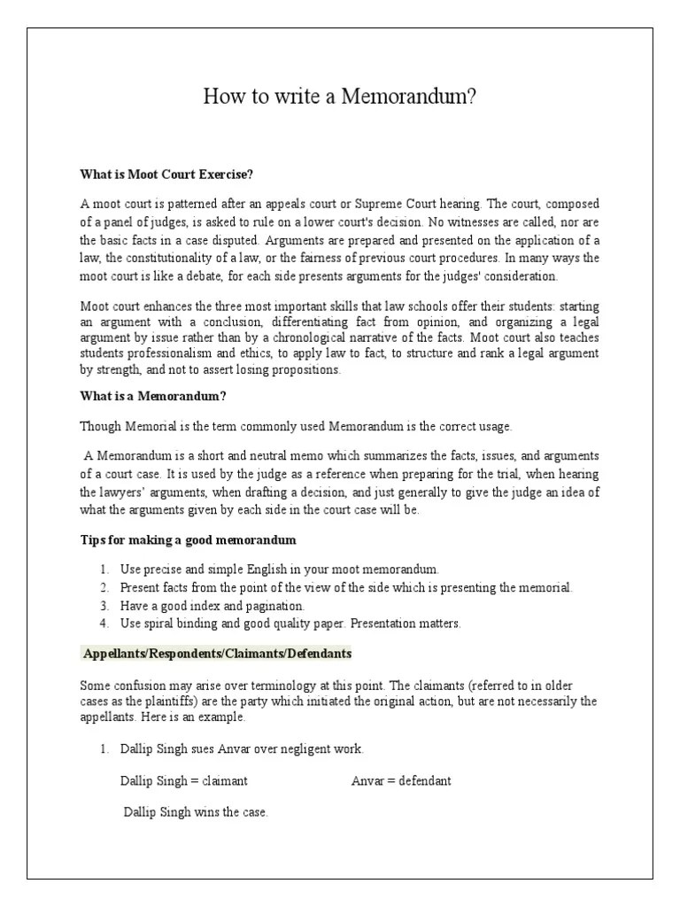 How To Write A Memorial PDF Judge Mootness