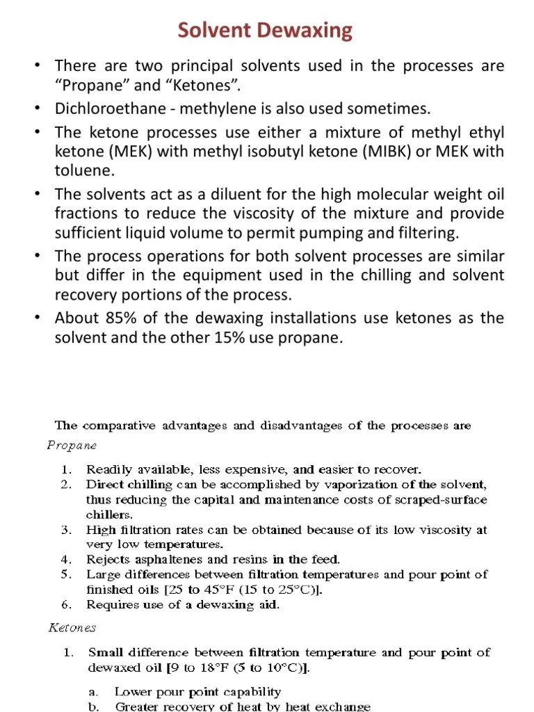 Solvent Dewaxing PDF Cracking (Chemistry) Propane