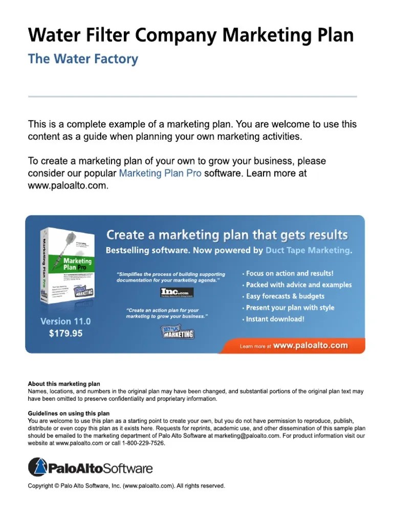 Water filter company marketing plan Multi Level Marketing Bottled Water