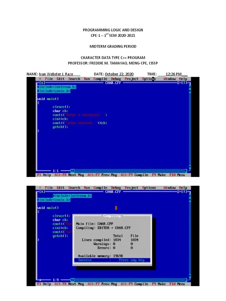Character Data Type C++ Program