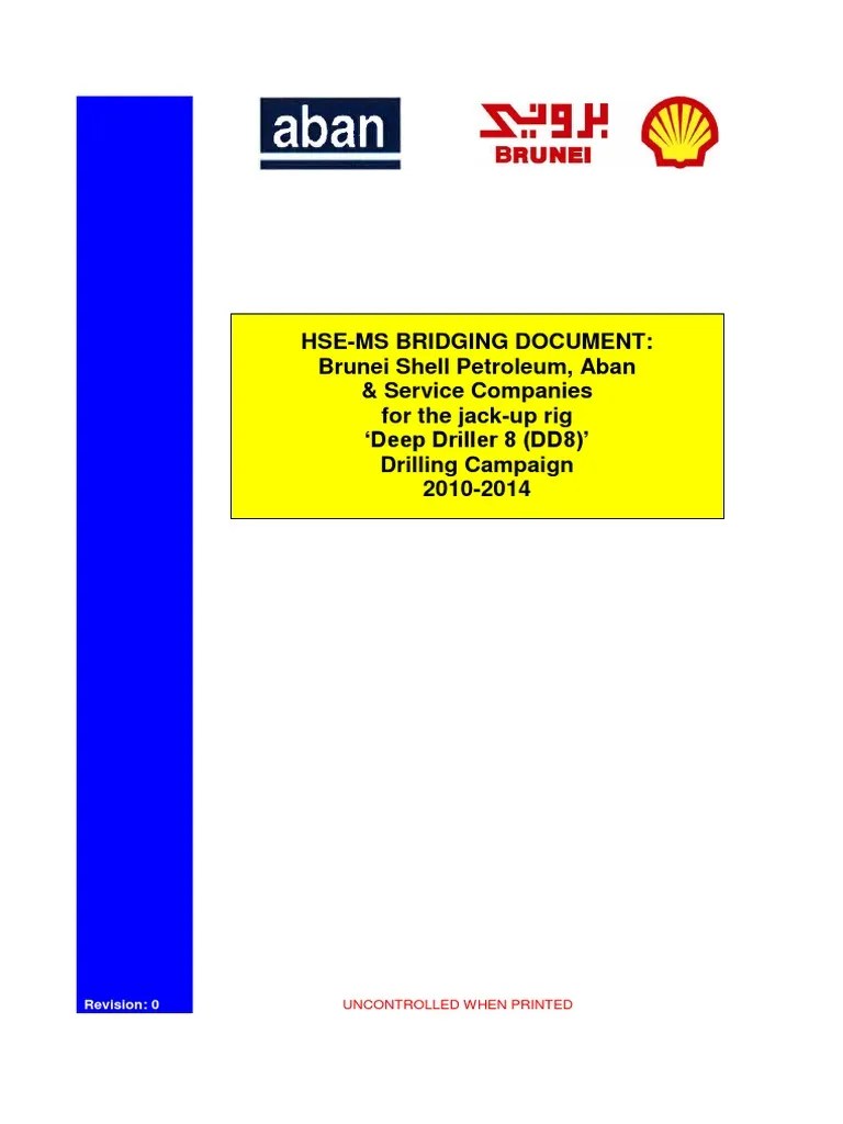 DD8 HSE Bridging Document With BSP PDF Risk Assessment Drilling Rig