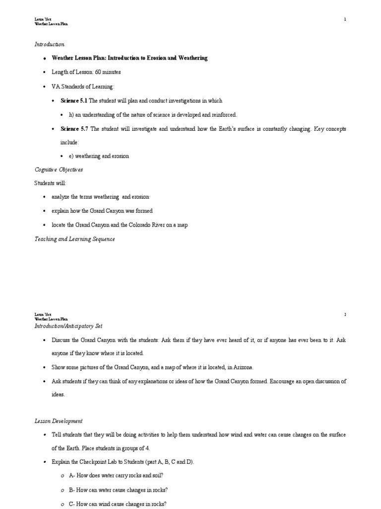 Grand Canyon Lesson Plan PDF Lesson Plan Learning