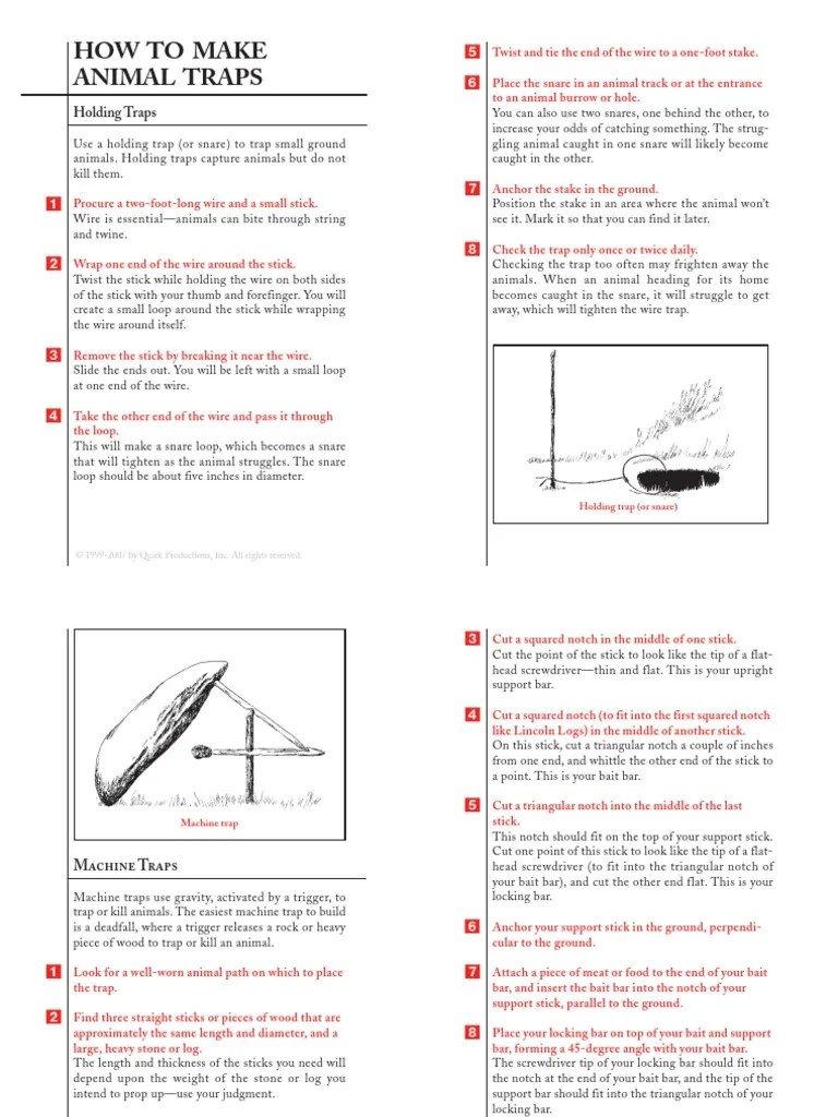 How To Make Animal Traps PDF | PDF | Trapping | Nature