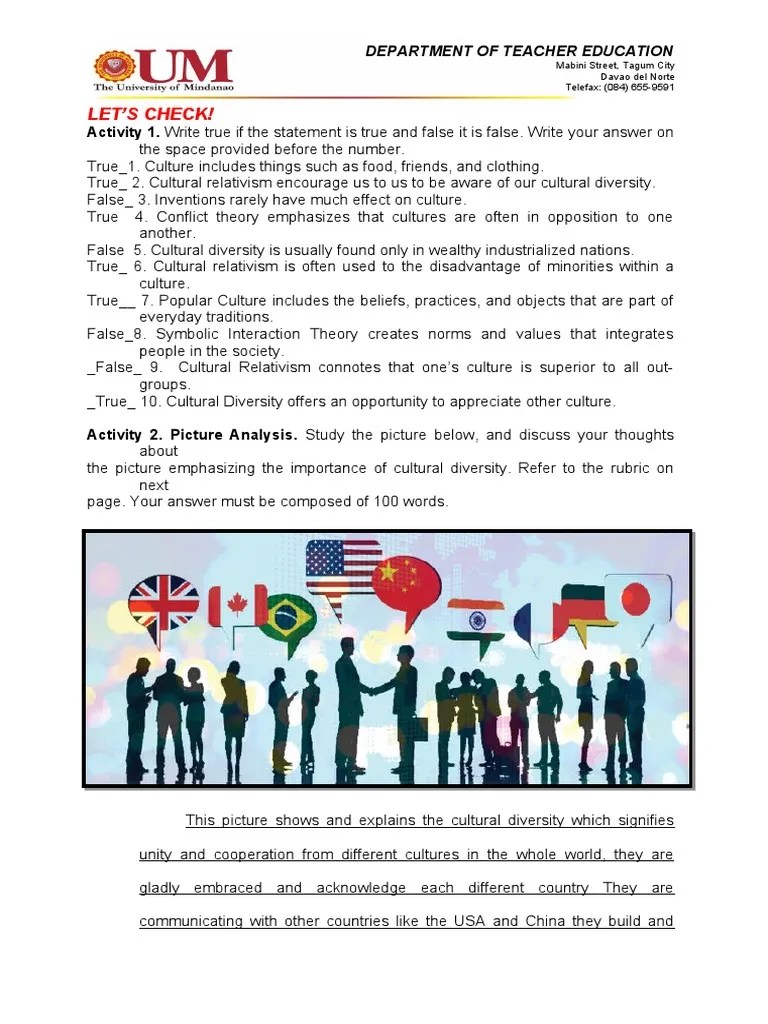 Let'S Check! Activity 1. Write True If The Statement Is True and False