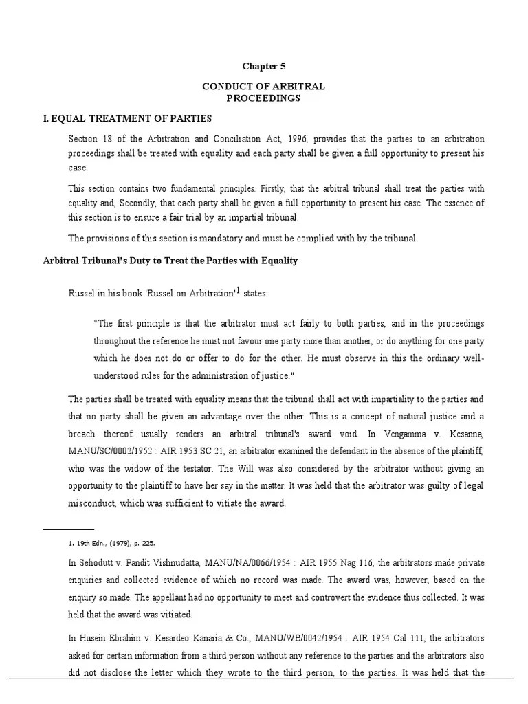 Conduct of Arbitral Proceedings I. Equal Treatment of Parties PDF