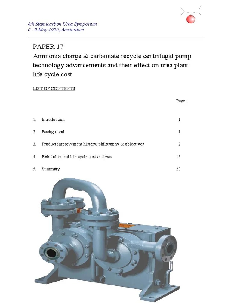 Centrifugal Carbamate Pump FailuresImprovement PDF PDF Bearing