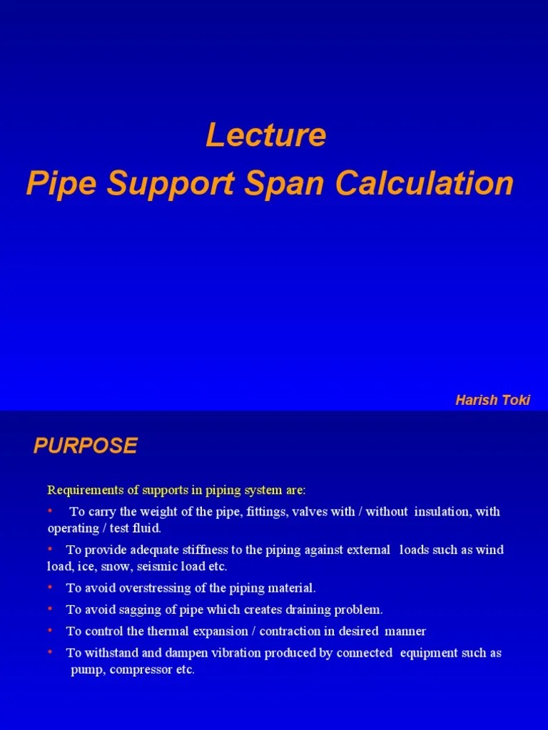 Pipe Support Span Calculation PDF Pipe (Fluid Conveyance) Stress