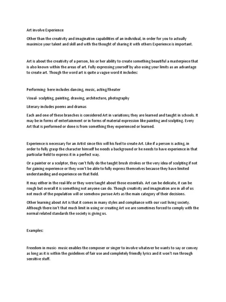 Art Involve Experience PDF Paintings Experience