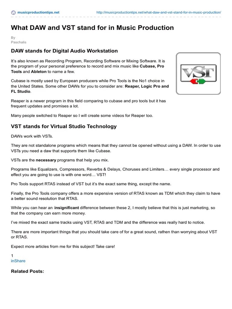 What DAW and VST Stand For in Music Production PDF