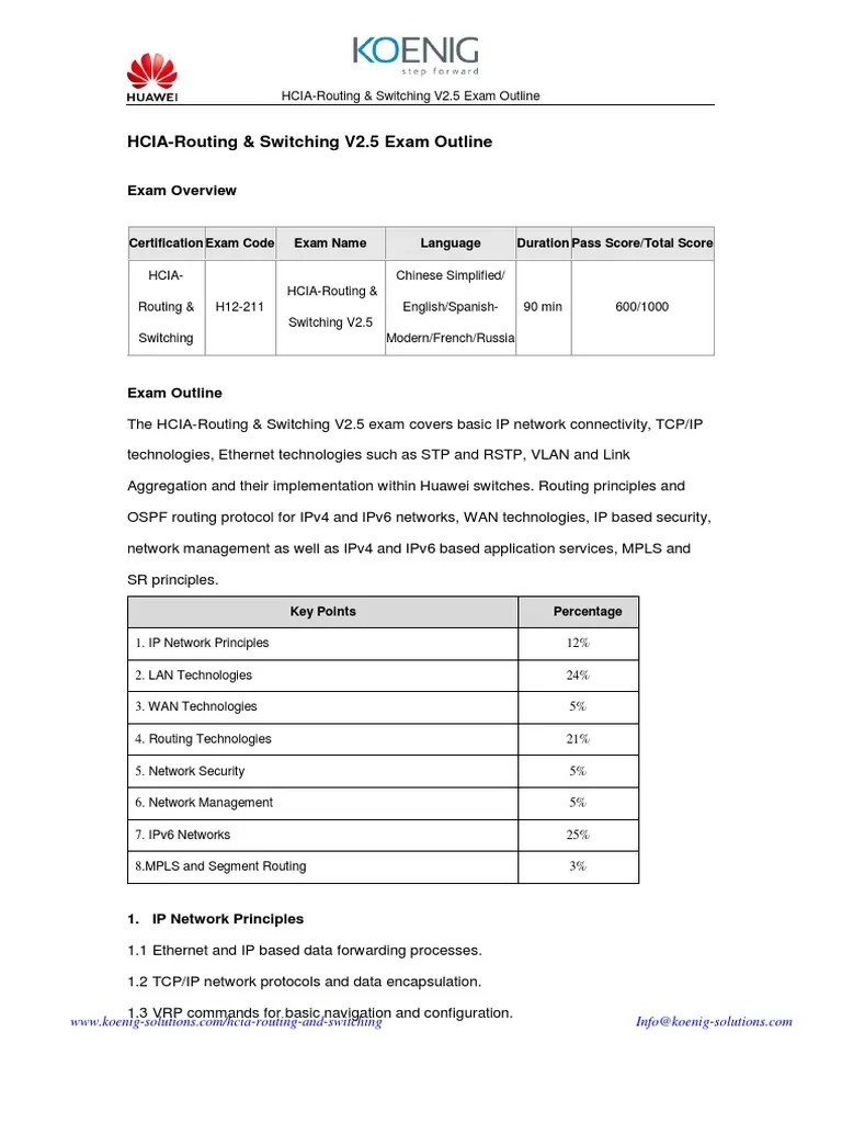 HCIARouting & Switching V2.5 Exam Outline PDF Protocols