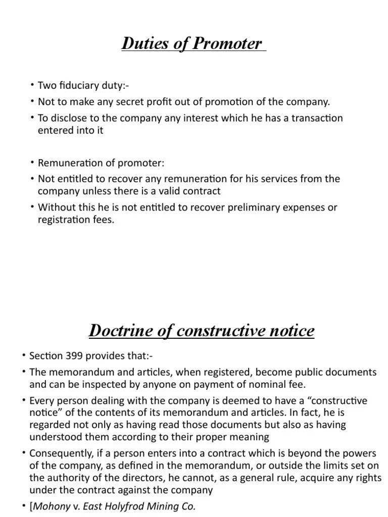 GDR, Doctrine of Constructive Notice & Indoor MGMT Prospectus, Red