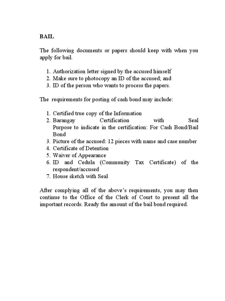 Bail Requirements PDF